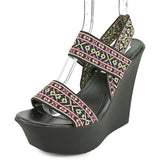 Madden Girl Sabel Canvas Wedge Sandal 9 US New In Box