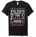 FREEZE Men's Ugly Halloween Will Trade Candy for Beer T-Shirt, Black, Small