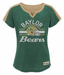 NCAA Baylor Bears Youth Girls "Tribute" Raglan Football Tee, Dark Green, Medium