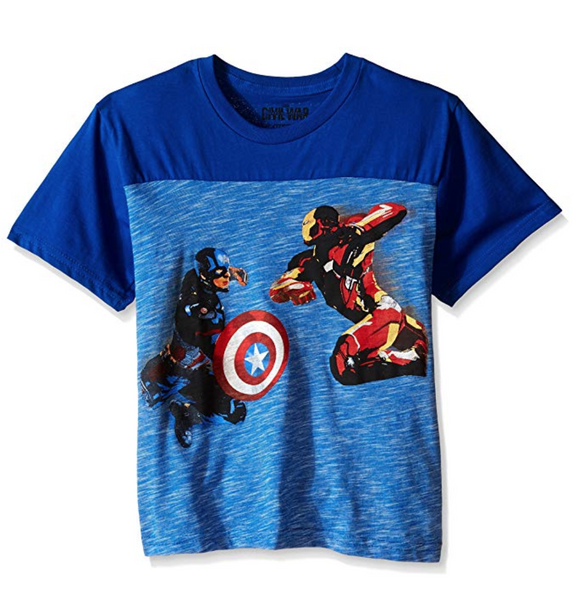 Marvel Big Boys' Captain America T-Shirt, Royal, 10/12