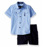 English Laundry Baby Long Sleeve Two Pocket Shirt Cargo Short, Multi Plaid, 12M