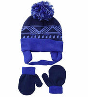 Toby & Company Baby Boys Beanie/Mitts Fine Gauge Geometric 2Pc Set, Navy, Infant