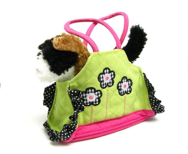 Sassy Saks Comin Up Daisies Lime Carrier with Calico 7" by Douglas Cuddle Toys