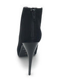 DOLLHOUSE Spyglass-02 Velvet Open Toe Bootie w/ 5¼" Stiletto Heel, BLACK, Sz 8.5