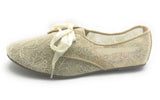 Sarah Jayne Girl's Lace Shimmer Round Toe Oxford Flats Beige 11 M US