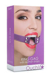 Ouch! - Ring Gag With Leather Straps - Purple - One Size Fits All
