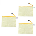 Uxcell Plastic Grid A5 Paper File Bag 3-Pieces Clear Yellow