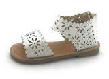 Sarah Jayne Girl's LIZ Flat Zip Up Sandal w/Cut Outs, White 9 Toddler US
