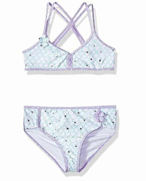 Jantzen Big Girls' Mermaid Swimsuit, Lavender Floral Applique, 10