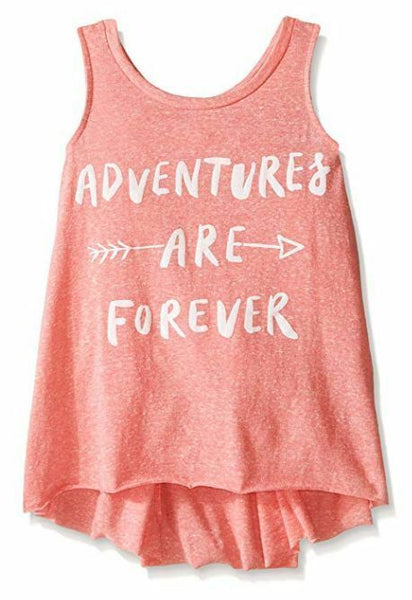 Kiddo - Little Girls' "Adventures are Forever" Tank - Coral - Size Large