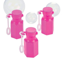 Neon pink hexagon bubble bottles 0.3oz 4 dozen - Bulk (48 Pieces)