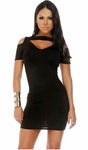 Blvd Collection Women's Swank Short Sleeve Coldshoulder Cutout Dress, Black, Sm