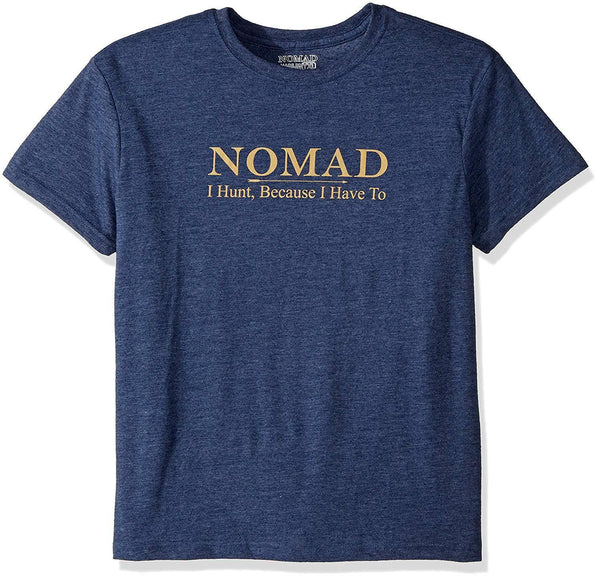 Nomad - "I Hunt, Because I Have To" Logo Tee - Heather Navy - Youth Large