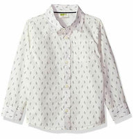 Crazy 8 Boys' His Li'l Long Sleeve Button Up Shirt, Jet Ivory, 12-18 Months