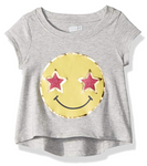 Crazy 8 Girls' Toddler Short-Sleeve Drapey Graphic Tee, Cozy Heather 6-12 mo