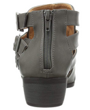 Qupid Womens Static-17 Strappy Buckle Closed Toe Bootie Low Heel, Grey, 6 M US
