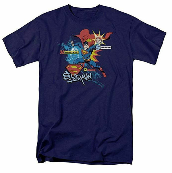Trevco Men's Superman Short Sleeve T-Shirt, Navy, Medium