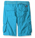 Southpole Boys' Belted Mini Canvas Cargo Shorts, Ocean Blue, 4