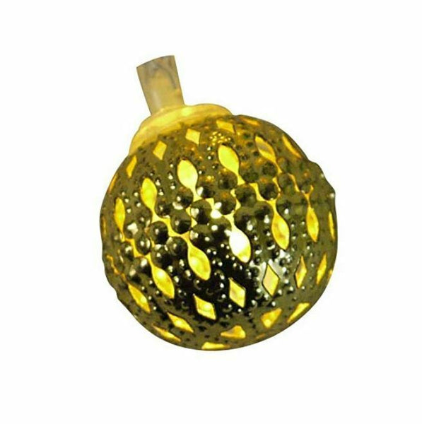 Product Works - Battery Operated Ball Metal Cap LED Light String, Gold, 4.5-Feet