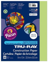 Tru-Ray Heavyweight Construction Paper, Chartreuse, 9" x 12", 50 Sheets