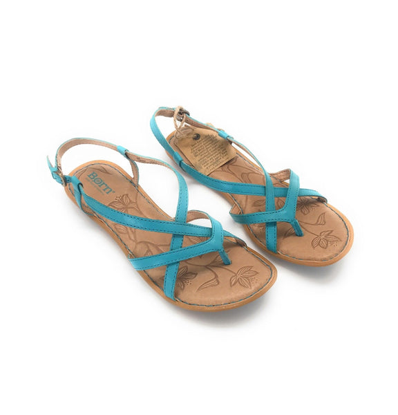 Born Women's Mai Toe Thong Leather Sandals, Baby Blue, 6 M US