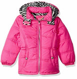 Pink Platinum Girls' Puffer Jacket with Zebra Print Lining & Accessories Pink 4T