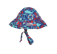 Flap Happy Baby Girls' UPF 50+ Double Ruffle Hat, Summer Seashore, Small