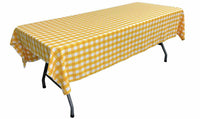 LA Linen Rectangular Checkered Tablecloth 60" x 108", Dark Yellow and White