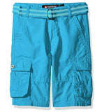 Southpole Boys' Belted Mini Canvas Cargo Shorts, Ocean Blue, 4