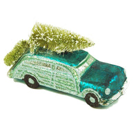 Blue Glass Classic Car Hanging Christmas Tree Ornament
