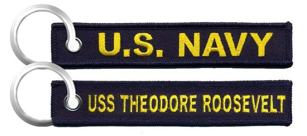 USS Theodore Roosevelt Navy Blue Embroidered Key Chain