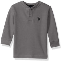 U.S. Polo Assn. Little Boys' Long Sleeve Fancy Henley Thermal Sweatshirt, Md ...